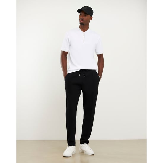 River Island Mens Polo Shirt White Slim Fit Textured Tipped - Image 1
