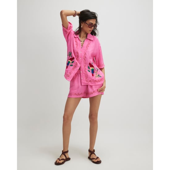 River Island Womens Pink Neon Embroidered Cutwork Shorts - Image 1