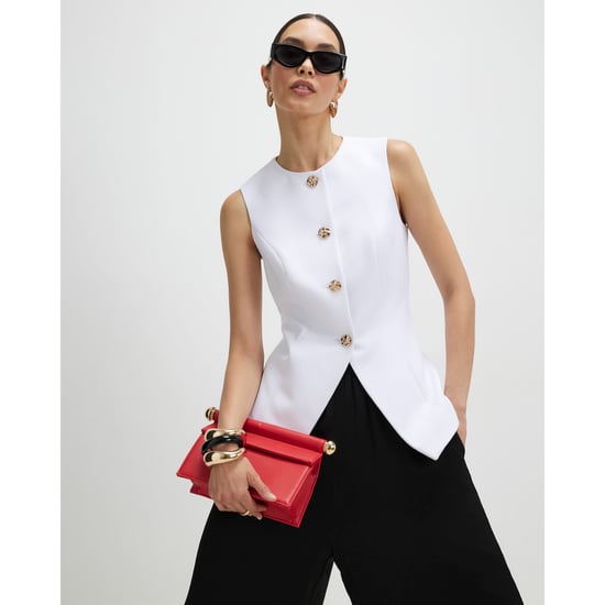 River Island Womens Waistcoat White Button Detail - Image 1