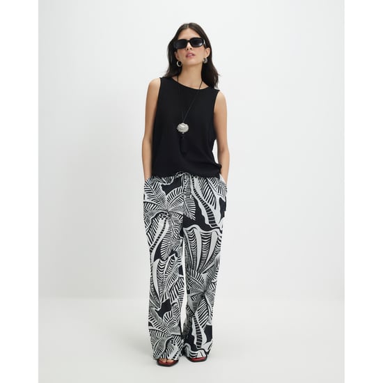 River Island Womens Trousers Petite Black Linen Blend Printed - Image 1