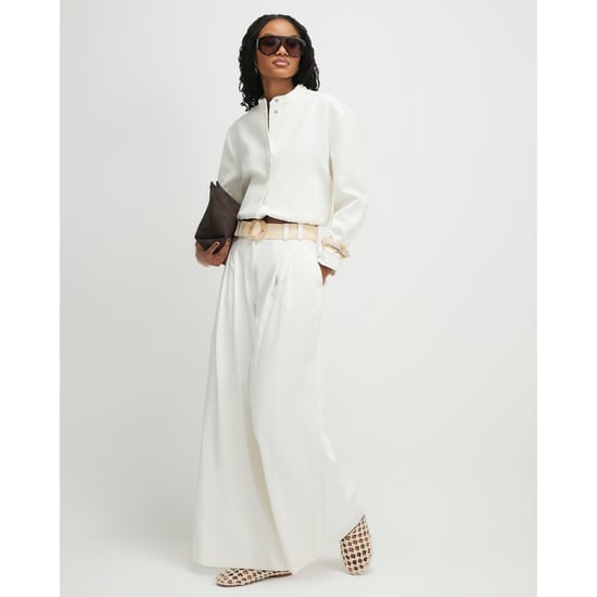 River Island Womens Wide Leg Trousers White Belted - Image 1