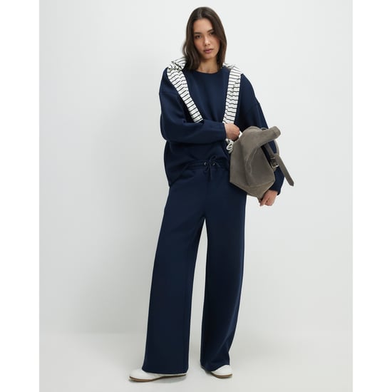 River Island Womens Joggers Navy Premium Twill Wide Leg - Image 1