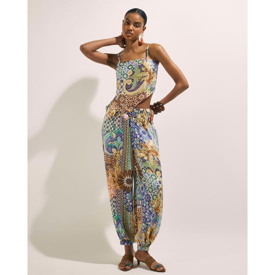 River Island Womens Trousers Blue Tile Print Hareem - Image 1