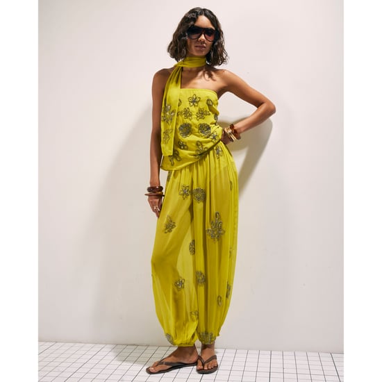 River Island Womens Trousers Yellow Embellished Balloon - Image 1
