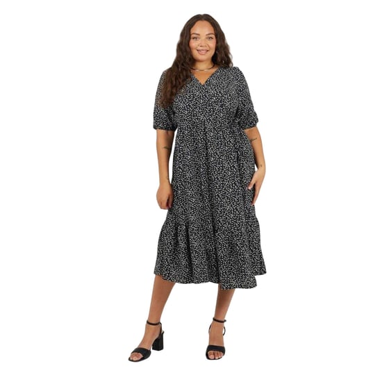 Brave Soul Wrapjurk met pofmouwen en luipaardprint voor dames (Zwart, Wit) - Image 1