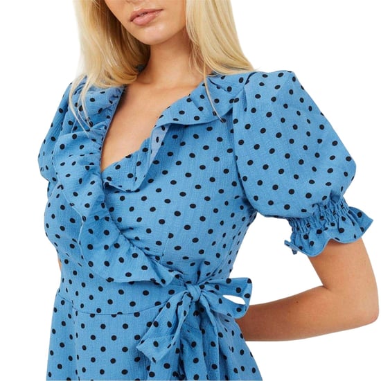 Brave Soul Wrapjurk met V-hals en stippen voor dames (Blauw/Zwart) - Image 4