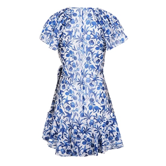 Ted Baker Geweven wikkeljurk met V-hals en bloemen- en vogelmotief voor dames (Blauw) - Image 3