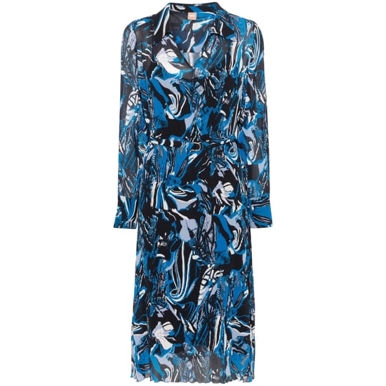 Boss Daplisa geplooide midi-shirtjurk voor dames (Blauw/Zwart) - Image 1