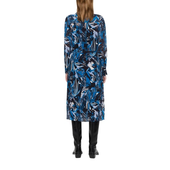 Boss Daplisa geplooide midi-shirtjurk voor dames (Blauw/Zwart) - Image 2