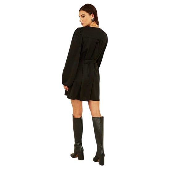 Mela London Womens/Ladies V Neck Balloon Sleeve Mini Shirt Dress (Black) - Image 2