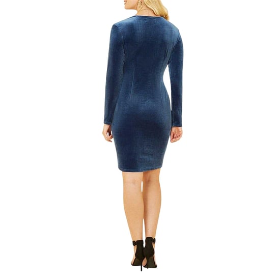 Mela London Womens/Ladies Velvet Long-Sleeved Wrap Dress (Blue) - Image 2