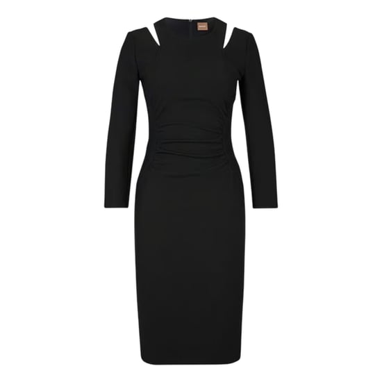 Boss Dadeka-jurk met ronde hals en slank, nauwsluitend model voor dames (Zwart) - Image 1