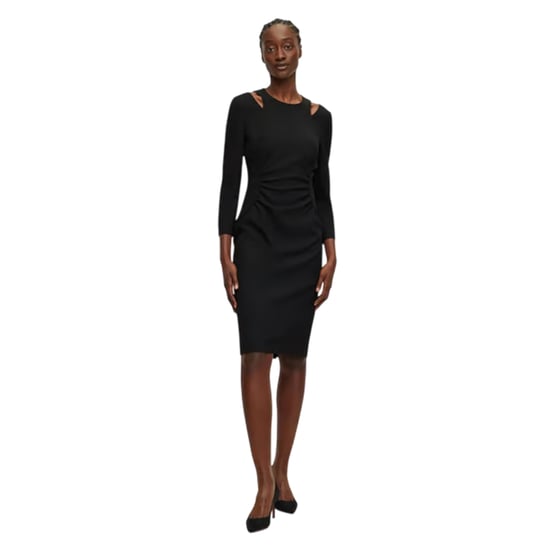 Boss Dadeka-jurk met ronde hals en slank, nauwsluitend model voor dames (Zwart) - Image 3