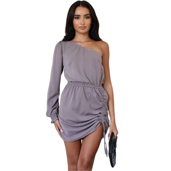 AX Paris Womens/Ladies Ruched Side One Sleeve Mini Dress (Mushroom) - Image 2