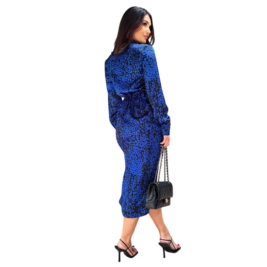 AX Paris Womens/Ladies Animal Print Collared Midi Dress (Cobalt) - Image 3