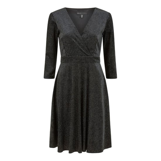 Mela London Womens/Ladies Sparkle V Neck Regular Skater Dress (Black) - Image 2