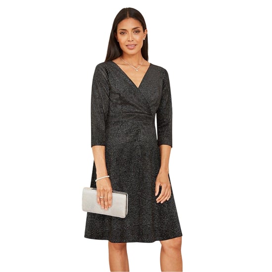 Mela London Womens/Ladies Sparkle V Neck Regular Skater Dress (Black) - Image 4