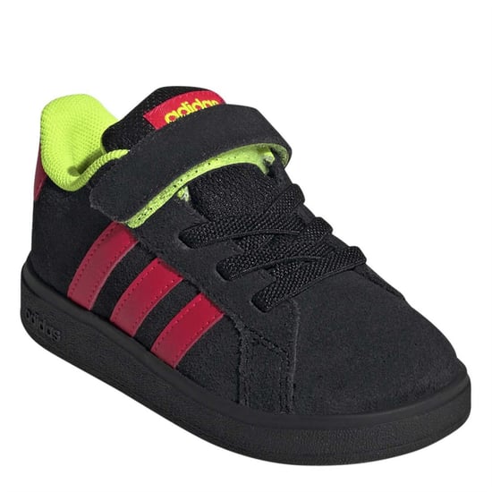 Girls adidas Grand Court Trainers in Core Black/Luci - Image 3