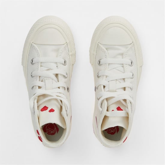 Girls Converse Taylor All Star Lift Valentines Day Platform Trainers Childrens in Vintage Wht 103 - Image 4