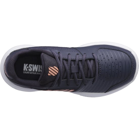 Girls K-Swiss Swiss Court Express Omni in Gray/Peach/Wht - Image 5