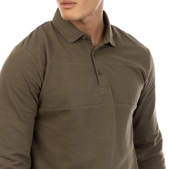 Peter Werth Mens Noaks Long-Sleeved Polo Shirt (Olive) - Image 3