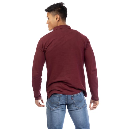 Peter Werth Mens Noaks Long-Sleeved Polo Shirt (Burgundy) - Image 3