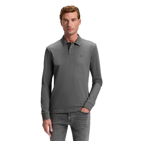 Boss Heren Passerby Slim Poloshirt met Lange Mouwen (Grijs) - Image 1