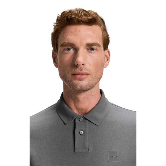 Boss Heren Passerby Slim Poloshirt met Lange Mouwen (Grijs) - Image 4