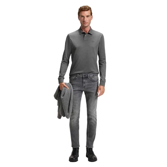 Boss Heren Passerby Slim Poloshirt met Lange Mouwen (Grijs) - Image 5