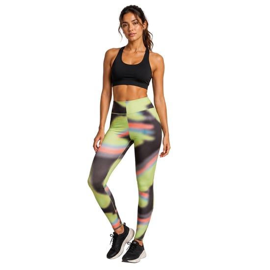 Diadora Figurenvormende sportleggings voor dames (Zwart, Groen) - Image 1