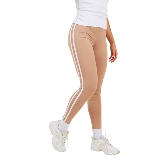 Brave Soul Dames/Dames Legging met Elastisch Streepdetail (Taupe/Wit) - Image 1