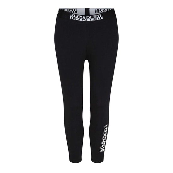 Napapijri Womens/Ladies Cotton Blend Vertical Logo Leggings (Black) - Image 1