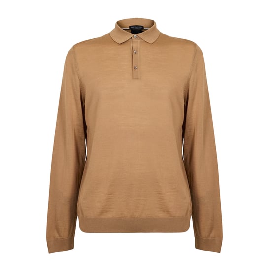 Boss Heren Lanciomne Poloshirt met Lange Mouwen (Medium Beige) - Image 1