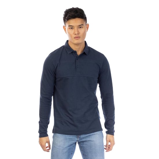 Peter Werth Mens Noaks Long-Sleeved Polo Shirt (Dark Navy) - Image 1