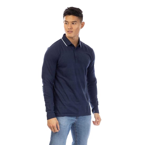 Peter Werth Herenpoloshirt met lange mouwen (Donkere marine) - Image 2