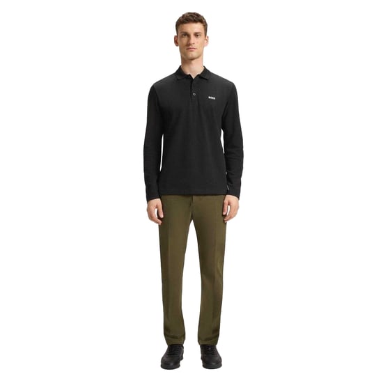 Boss Heren Plisy poloshirt met lange mouwen (Zwart) - Image 5