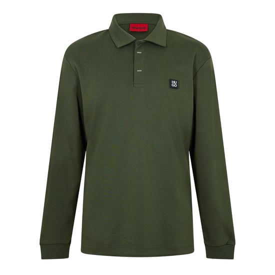 Hugo Herenpoloshirt met kraag en lange mouwen (Donkergroen) - Image 1