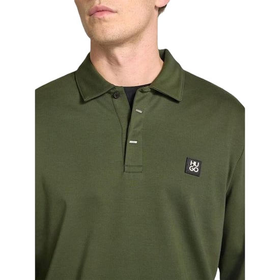 Hugo Herenpoloshirt met kraag en lange mouwen (Donkergroen) - Image 3
