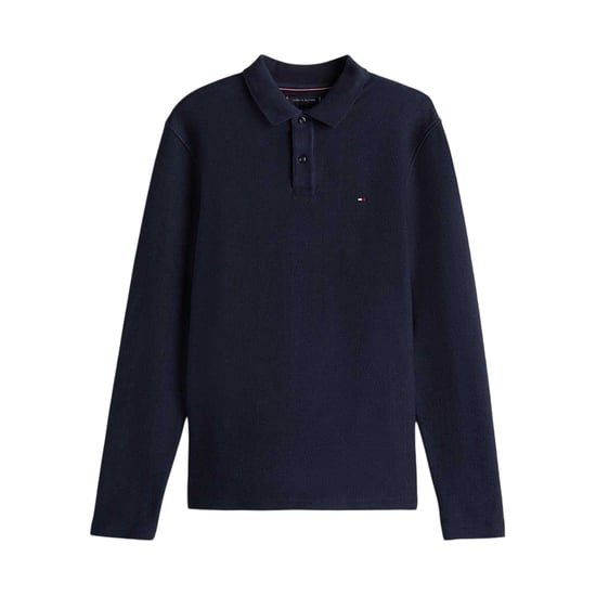 Tommy Hilfiger Heren Poloshirt met lange mouwen in visgraatmotief (Licht Blauw) - Image 2