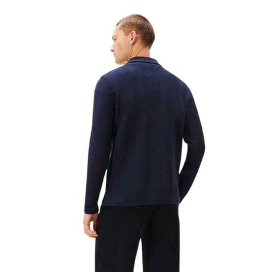 Tommy Hilfiger Heren Poloshirt met lange mouwen in visgraatmotief (Licht Blauw) - Image 3