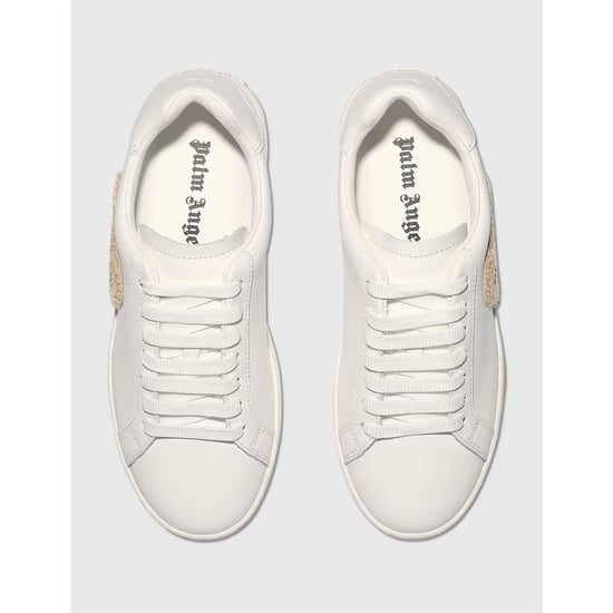 Women's Palm Angels New Teddy Bear Tennis Court Trainers in White Brown - Image 1