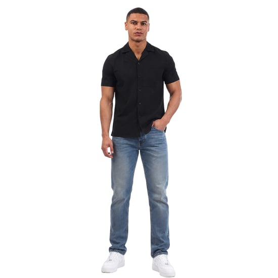 Hugo Ellino-overhemd met korte mouwen van polyester voor heren (Zwart) - Image 4