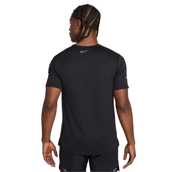 Nike Herr Miler Swoosh Dri-FIT UV Skydd T-Shirt (Svart/Reflekterande) - Image 2