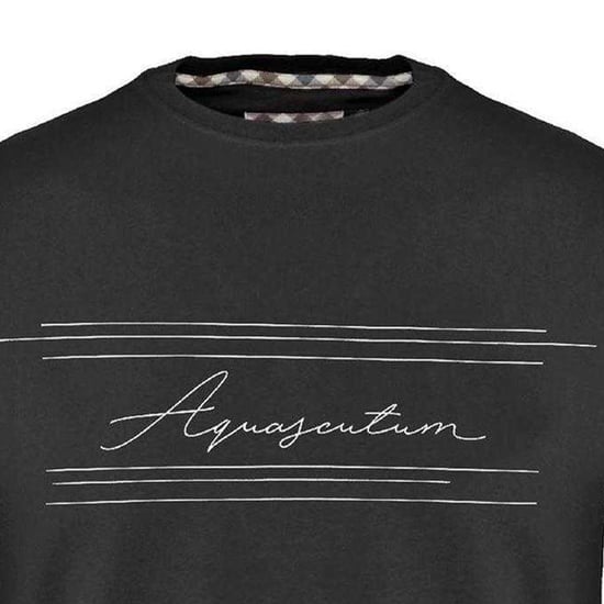 Aquascutum Heren Lettering Katoenen T-Shirt (Zwart) - Image 3