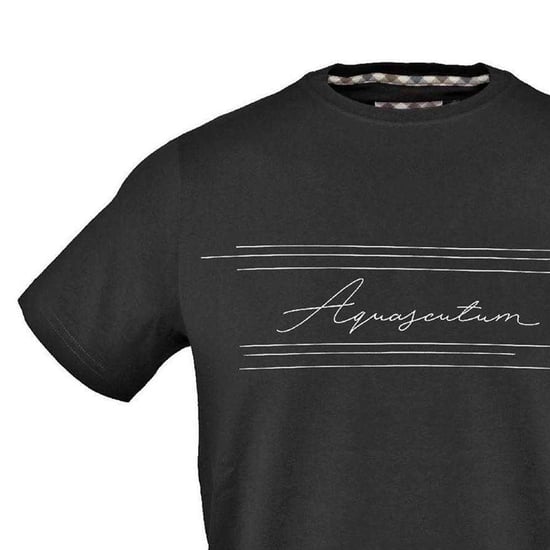 Aquascutum Heren Lettering Katoenen T-Shirt (Zwart) - Image 4