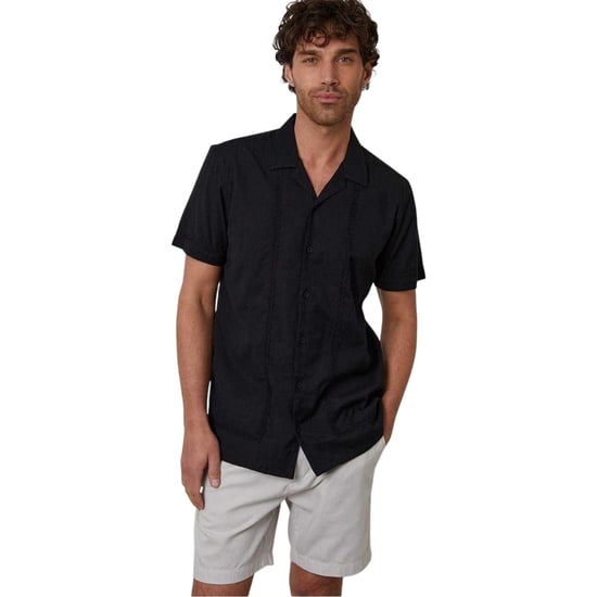 Threadbare Heren Geborduurde Kraag Korte Mouwen Bowling Shirt (Zwart) - Image 2