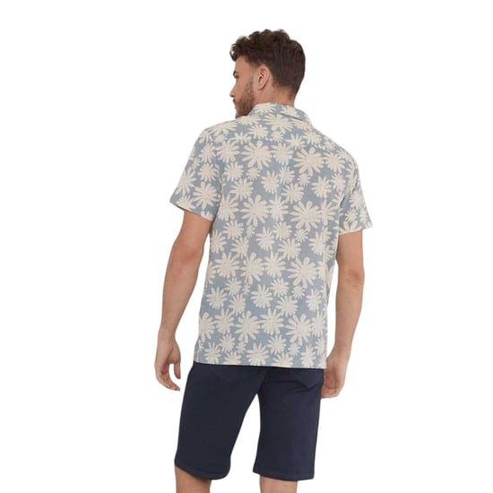 Threadbare Gebloemd herenoverhemd met korte mouwen (Stofblauw) - Image 3