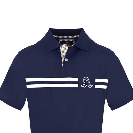 Aquascutum Mens Collared Short-Sleeved Polo Shirt (Navy) - Image 3