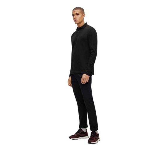 Boss Mens Pirol Logo Long-Sleeved Polo Shirt (Black) - Image 4