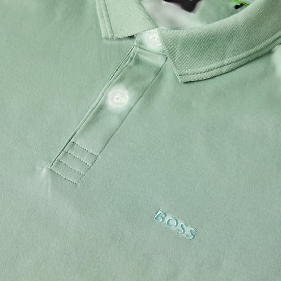 Boss Heren Pirol Logo Langharig Poloshirt (Groen) - Image 3